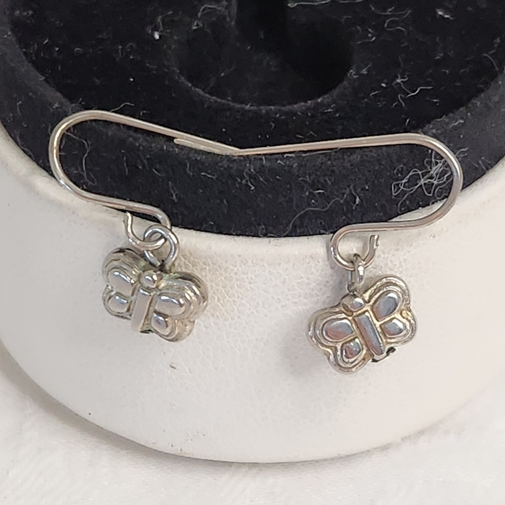 Vintage 3D Silver Butterfly Earrings
